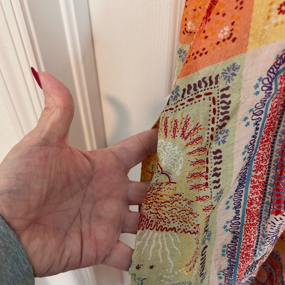 Boho Festive Maxi Dress in Orange & Yellow Sundress Size S - Picture 6 of 8
